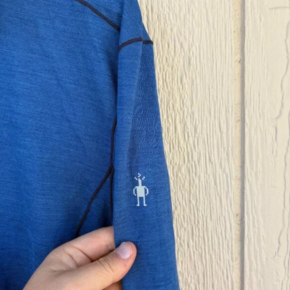 Smartwool Merino Sport 150 Long Sleeve 1/4 Zip Men's Large Blue Outdoor Gorpcore - Picture 5 of 10